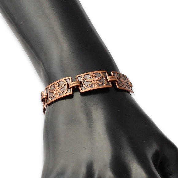 Vintage Copper Knifewing Kachina Link Bracelet Southwestern Native American - Picture 4 of 4